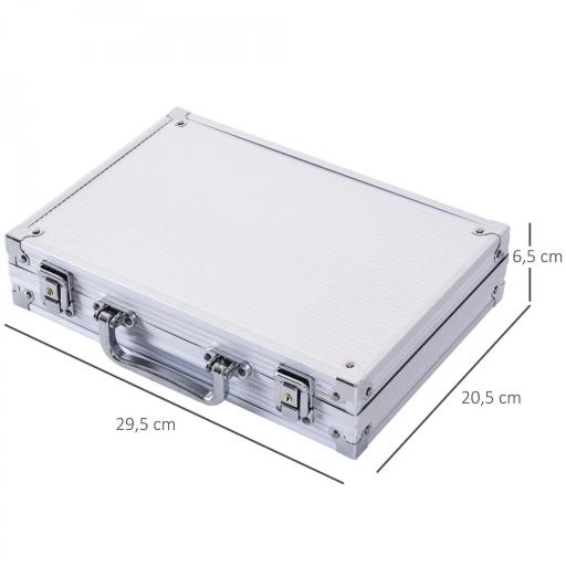 Maletín de Poker Profesional de Aluminio con 200 Fichas Juego Set de Poker Casino con 5 Dados 2 Barajas de Cartas y 1 Ficha de Crupier 29,5x20,5x6,5 cm Multicolor [1]