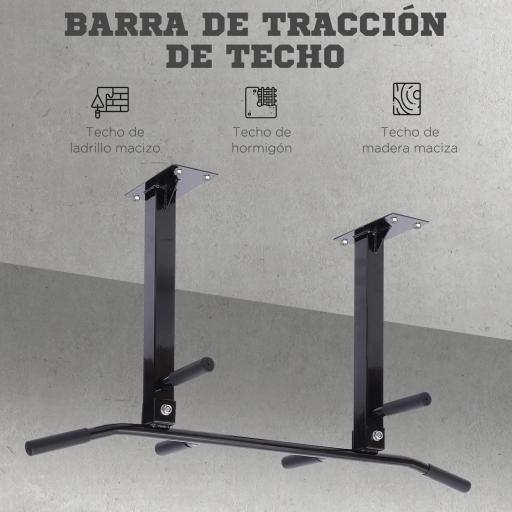 Barra de Dominadas en Techo Barra para Dominadas de Acero Barra de Tracción para Entrenamiento Casa 105,5x28x49 cm Negro [3]