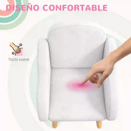 Sillón para Niños Sillón Infantil Diseño de Nube con Tacto Súper Suave para Niños de 18-36 Meses 46x51x55 cm Blanco [6]