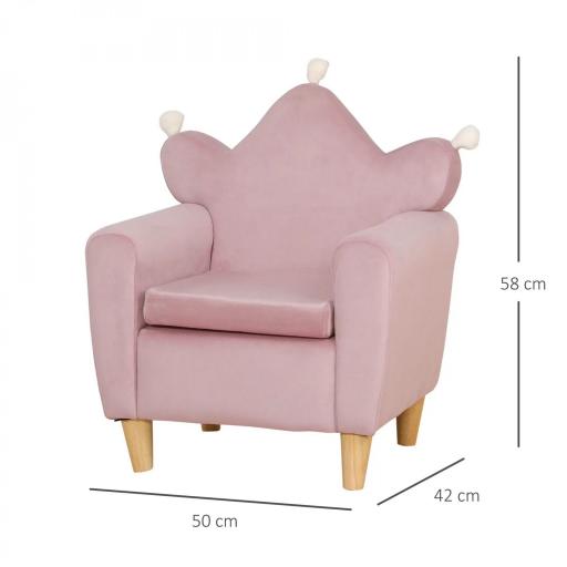 Sillón Infantil Mini Sofá para Niños de +3 Años con Asiento Acolchado y Reposabrazos 50x42x58 cm Rosa [1]