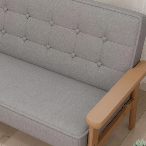 Sofá para Niños de 2 Plazas Sillón Infantil de Felpa Suave Estructura de Madera para Niños de +3 Años Gris [6]