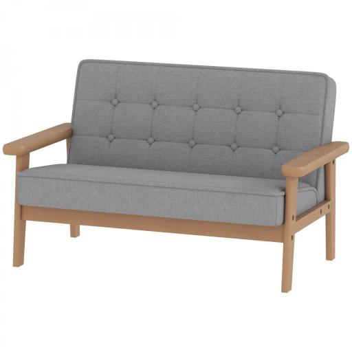 Sofá para Niños de 2 Plazas Sillón Infantil de Felpa Suave Estructura de Madera para Niños de +3 Años Gris [7]
