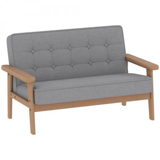 Sofá para Niños de 2 Plazas Sillón Infantil de Felpa Suave Estructura de Madera para Niños de +3 Años Gris [8]