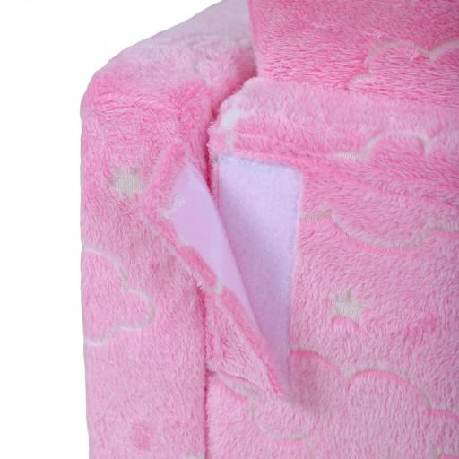 Sofá Infantil Plegable 2 en 1 Tapizado de Tela Luminosa con Patrón de Nubes Cojín y Funda Lavables Rosa [9]