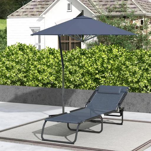 Tumbona Plegable y Ajustable de 4 Posiciones Silla Reclinable de Jardín con Sistema de Cordones para Exterior Marco Acero 197x58x30 cm Gris [3]