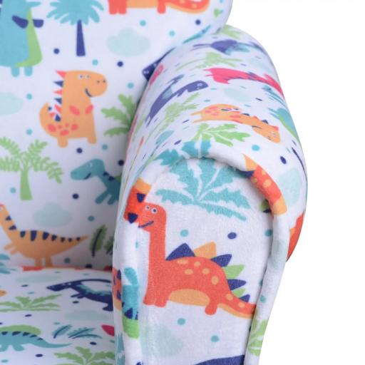 Sillón Infantil para +18 Meses con Estampado de Dinosaurios Acolchado de Espuma y Franela 50x39x44 cm Multicolor [6]