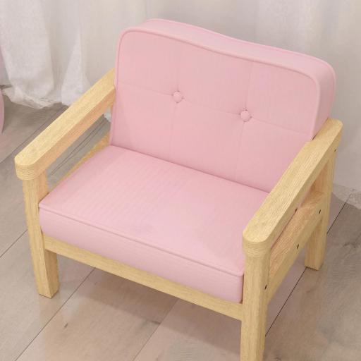 Sillón Infantil con Tejido Suave de Pana y Estructura de Madera Asiento y Respaldo Acolchado 46,5x44x45 cm Rosa [6]