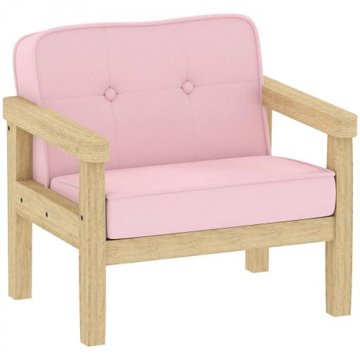 Sillón Infantil con Tejido Suave de Pana y Estructura de Madera Asiento y Respaldo Acolchado 46,5x44x45 cm Rosa [9]