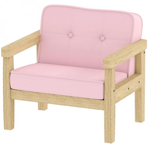 Sillón Infantil con Tejido Suave de Pana y Estructura de Madera Asiento y Respaldo Acolchado 46,5x44x45 cm Rosa [8]