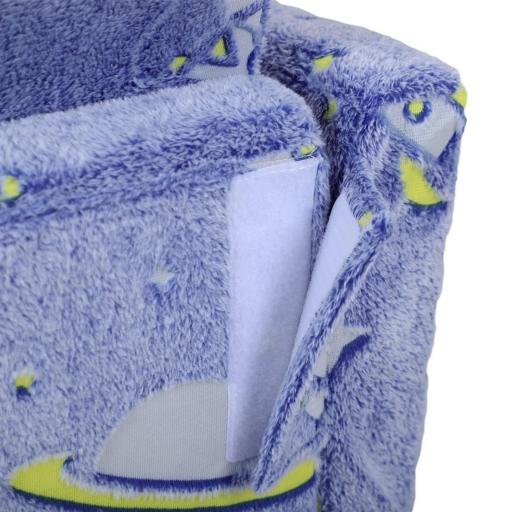 Sofá Infantil Plegable 2 en 1 Tapizado de Tela Luminosa con Patrón Cósmico Cojín y Funda Lavables Azul [6]