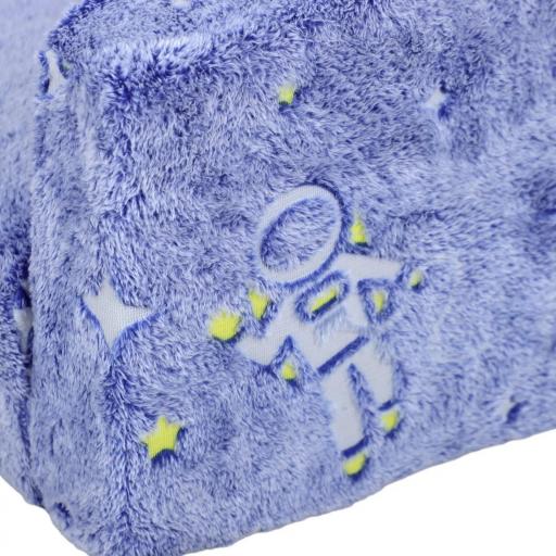 Sofá Infantil Plegable 2 en 1 Tapizado de Tela Luminosa con Patrón Cósmico Cojín y Funda Lavables Azul [7]