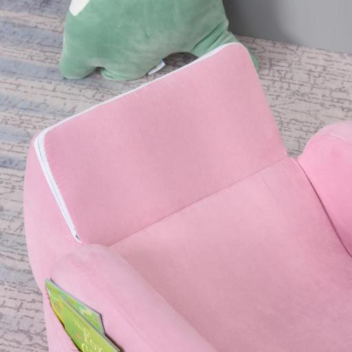 Sillón para Niños de 3 Años Sofá Transformable Diseño 2 en 1 Cama Infantil Plegable de 2 Posiciones con Reposabrazos Asiento Ancho Acolchado 47x45x38 cm Rosa [6]