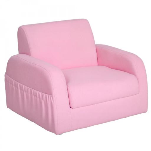 Sillón para Niños de 3 Años Sofá Transformable Diseño 2 en 1 Cama Infantil Plegable de 2 Posiciones con Reposabrazos Asiento Ancho Acolchado 47x45x38 cm Rosa [8]