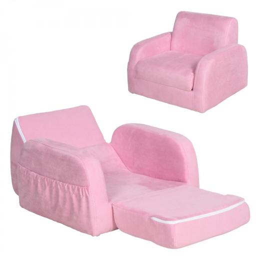 Sillón para Niños de 3 Años Sofá Transformable Diseño 2 en 1 Cama Infantil Plegable de 2 Posiciones con Reposabrazos Asiento Ancho Acolchado 47x45x38 cm Rosa [9]