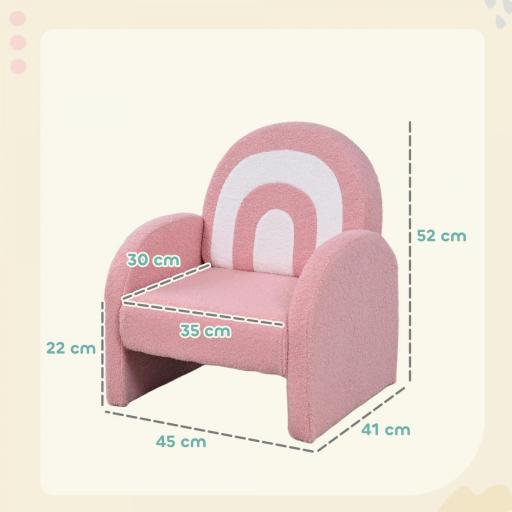 Sofá Infantil con Respaldo en Forma de Arcoíris Mini Sofá de Tejido Suave de Borreguito para Niños 45x41x52 cm Rosa [1]