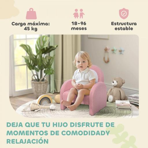 Sofá Infantil con Respaldo en Forma de Arcoíris Mini Sofá de Tejido Suave de Borreguito para Niños 45x41x52 cm Rosa [2]