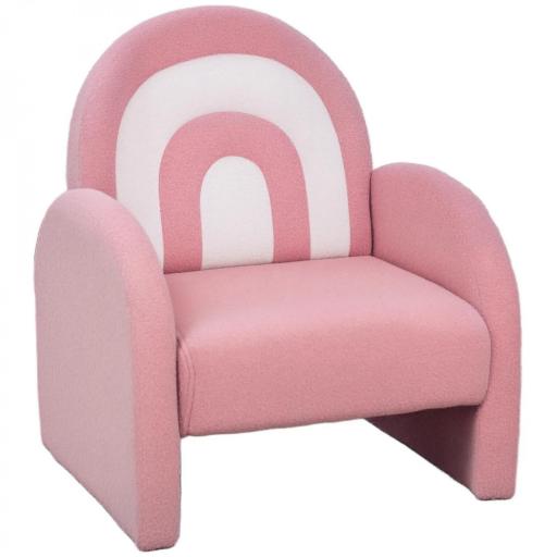 Sofá Infantil con Respaldo en Forma de Arcoíris Mini Sofá de Tejido Suave de Borreguito para Niños 45x41x52 cm Rosa [10]