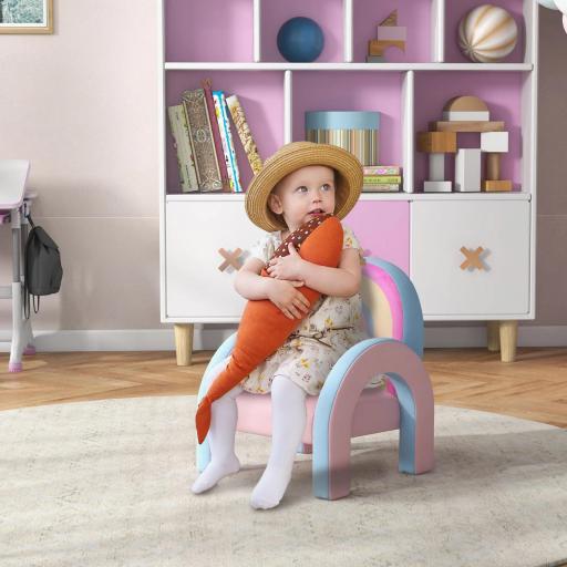 Sillón para Niños Pequeños en Forma de Arco Iris Mini Sofá Sillón Infantil para Niños de 1,5-3 Años 43x41x51 cm Rosa