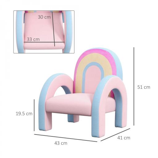 Sillón para Niños Pequeños en Forma de Arco Iris Mini Sofá Sillón Infantil para Niños de 1,5-3 Años 43x41x51 cm Rosa [3]
