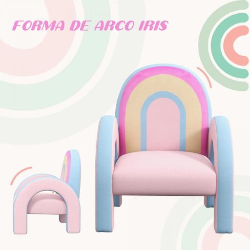 Sillón para Niños Pequeños en Forma de Arco Iris Mini Sofá Sillón Infantil para Niños de 1,5-3 Años 43x41x51 cm Rosa [5]