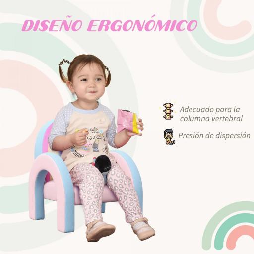Sillón para Niños Pequeños en Forma de Arco Iris Mini Sofá Sillón Infantil para Niños de 1,5-3 Años 43x41x51 cm Rosa [4]