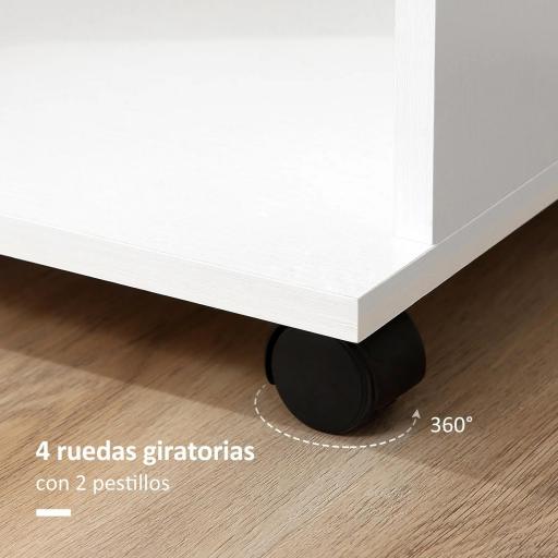 Armario Abierto con Ruedas Barra y Estantes para tener Ropa Colgada y Doblada 80x40x128 cm Blanco [6]