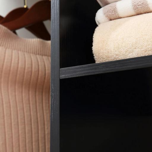 Armario Abierto con Ruedas 2 Barras y Estantes para tener Ropa Colgada y Doblada en el Dormitorio 120x40x128 cm Negro  [6]