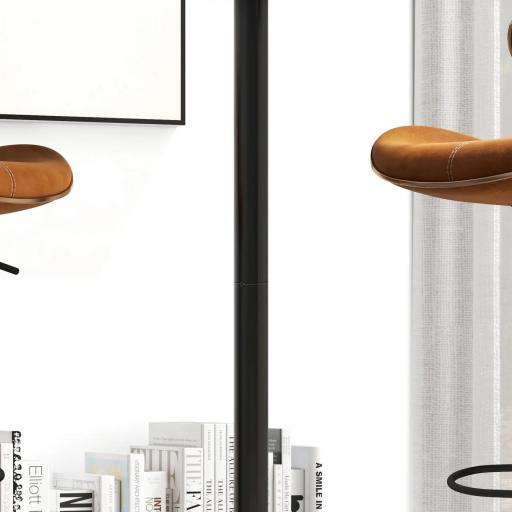 Mesa Alta de Bar Redonda Mesa de Cocina Moderna con Encimera Laminada y Marco de Acero para 2 Personas Ø60x102 cm Negro [3]