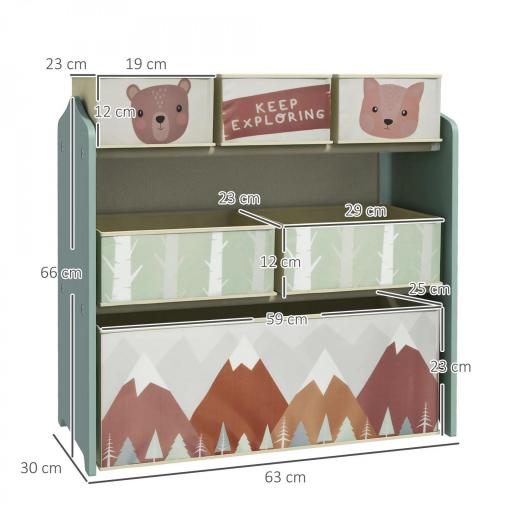 Organizador de Juguetes para Niños Estantería para Juguetes con 6 Cajas de Tela no Tejida Extraíbles 63x30x66 cm Verde [3]