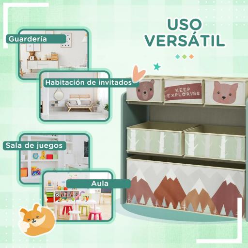 Organizador de Juguetes para Niños Estantería para Juguetes con 6 Cajas de Tela no Tejida Extraíbles 63x30x66 cm Verde [9]