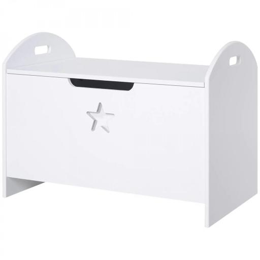 Baúl Infantil de Almacenaje Organizador de Juguetes con Tapa de Seguridad y Amplio Espacio 62x40x46,5 cm Blanco [9]