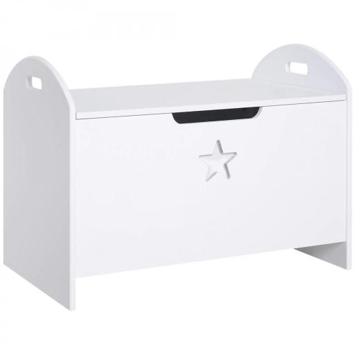Baúl Infantil de Almacenaje Organizador de Juguetes con Tapa de Seguridad y Amplio Espacio 62x40x46,5 cm Blanco [1]