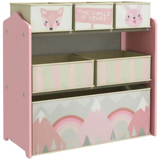 Organizador de Juguetes para Niños Estantería para Juguetes con 6 Cajas de Tela no Tejida Extraíbles 63x30x66 cm Rosa [8]