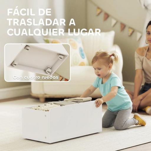 Estantería Infantil para Juguetes con 6 Cajas Extraíbles 3 Estantes Abiertos y Cajón Inferior con Ruedas para Guardería [7]