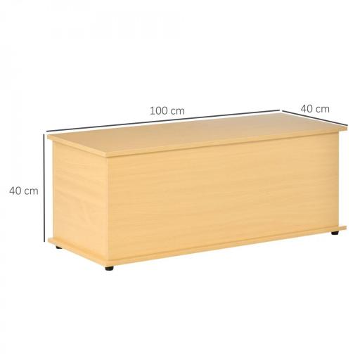 Baúl de Almacenamiento de Madera Taburete para Almacenaje con Tapa para Dormitorio Salón Carga Max. 120 kg 100x40x40 cm Natural [5]