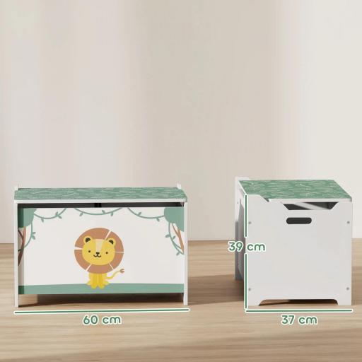 Caja de Almacenaje Juguetes 53L Baúl Juguetes Infantil con Tapa Abatible y Pistón de Gas para Sala de Juegos Verde [2]