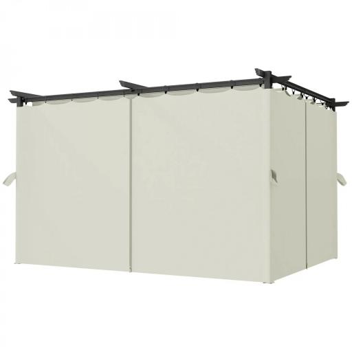 Pérgola con Techo Retráctil 4x3 m Cenador con Paredes Laterales Anti-UV Resistente al Agua para Jardín Patio Crema [2]