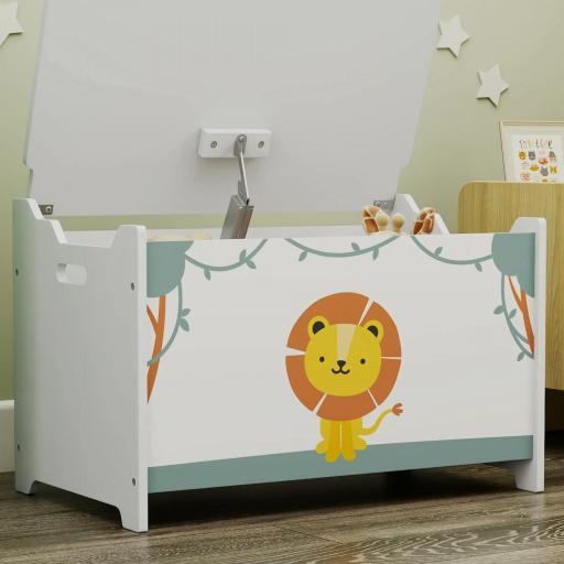 Caja de Almacenaje Juguetes 53L Baúl Juguetes Infantil con Tapa Abatible y Pistón de Gas para Sala de Juegos Verde [9]