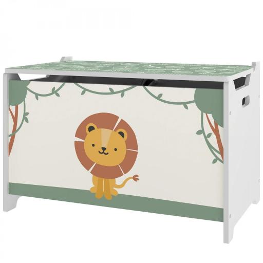 Caja de Almacenaje Juguetes 53L Baúl Juguetes Infantil con Tapa Abatible y Pistón de Gas para Sala de Juegos Verde [1]