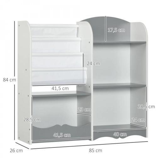 Estantería para Niños Organizador de Juguetes Estantería Infantil con Estantes Abiertos para Dormitorio 85x26x84 cm Gris [1]