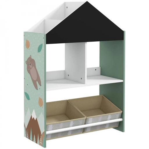 Organizador Infantil Estantería para Juguetes con Estantes Abiertos y 2 Cajas Extraíbles 62,4x26,5x90 cm Verde [9]