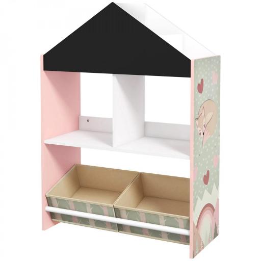 Organizador Infantil Estantería para Juguetes con Estantes Abiertos y 2 Cajas Extraíbles 62,4x26,5x90 cm Rosa [4]