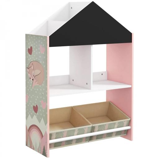 Organizador Infantil Estantería para Juguetes con Estantes Abiertos y 2 Cajas Extraíbles 62,4x26,5x90 cm Rosa [7]