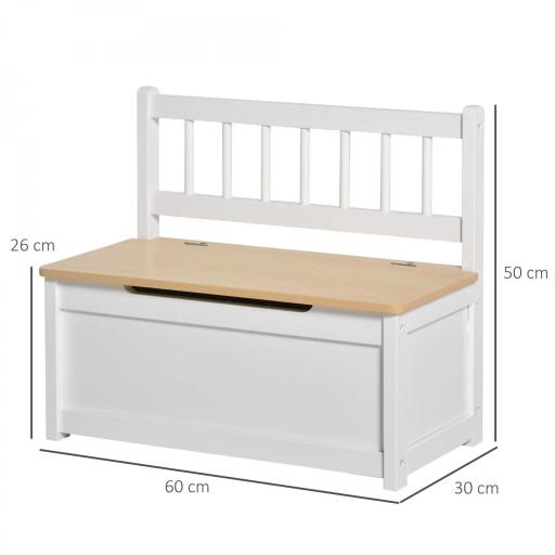 Baúl para Juguetes Banco Almacenaje para Niños con Respaldo y Tapa Amortiguadora Carga 40 kg para Salas de Juego Dormitorio 60x30x50 cm Blanco [3]