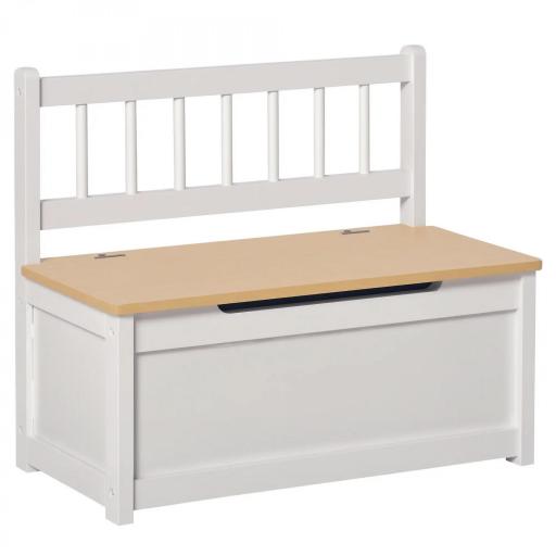 Baúl para Juguetes Banco Almacenaje para Niños con Respaldo y Tapa Amortiguadora Carga 40 kg para Salas de Juego Dormitorio 60x30x50 cm Blanco [9]