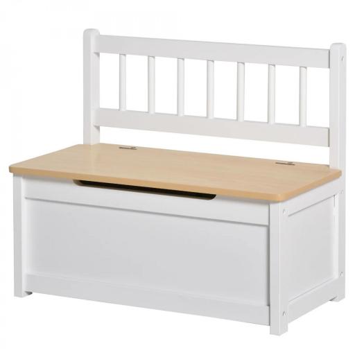 Baúl para Juguetes Banco Almacenaje para Niños con Respaldo y Tapa Amortiguadora Carga 40 kg para Salas de Juego Dormitorio 60x30x50 cm Blanco [7]