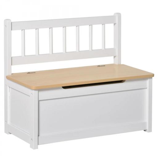Baúl para Juguetes Banco Almacenaje para Niños con Respaldo y Tapa Amortiguadora Carga 40 kg para Salas de Juego Dormitorio 60x30x50 cm Blanco [1]
