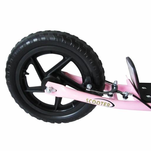 Patinete para Niños de 5-12 Años Scooter de 2 Ruedas Grandes de 12 Pulgadas con Freno y Manillar Ajustable en Altura Carga Máx. 50 kg 120x52x80-88 cm Rosa [6]