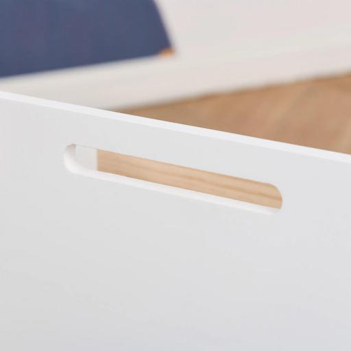 Caja de Almacenamiento de Madera para Juguetes 2 Secciones con Ruedas Asa Librería Infantil con Ruedas para Habitación de Niños 40x43x43 cm Blanco y Natural [10]