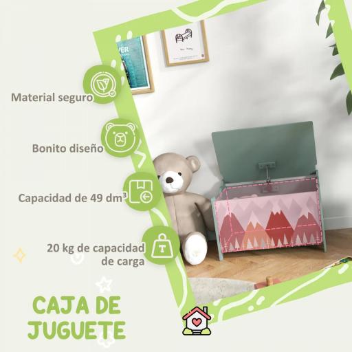 Cajas de Juguetes para Niños de 3 a 8 Años Cajas de Almacenamiento con 2 Asas y Estampado de Osos 60x37x39 cm Verde [2]